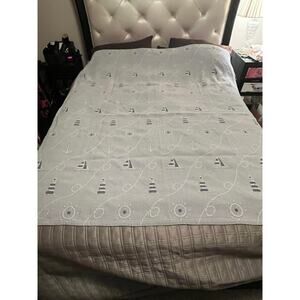 Lamont Home Nautical Shower Curtain Blue - Gray & White Anchors Rope Lighthouse